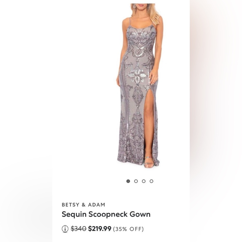 NWT Betsy & Adam Sequin Scoopneck Gown